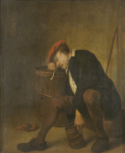 Uyuyan Adam (panelde yağ) by Jan Havicksz (school of) Steen