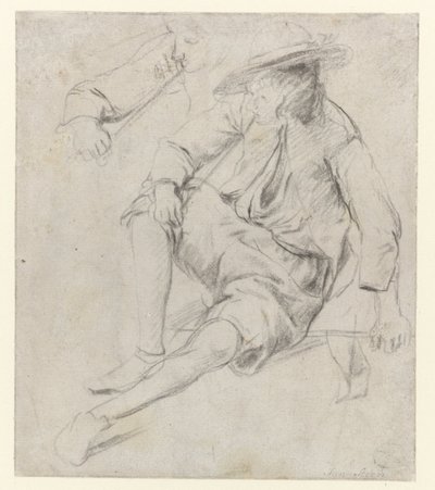 Pipo İçen Oturan Bir Adamın Çalışması by Jan Havicksz. Steen