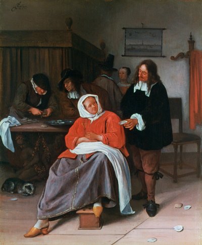 Bir Kadına İstiridye Sunan Bir Adam, c1660-1665 by Jan Havickszoon Steen