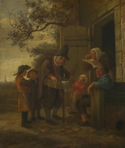 Bir Kulübenin Dışında Gözlük satan bir Pedlar, c. 1653 by Jan Havickszoon Steen