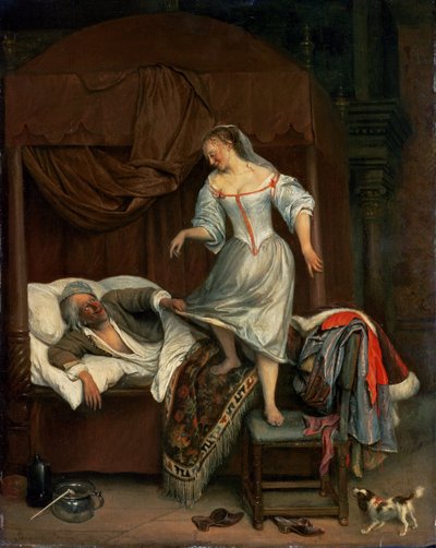 Yatak odası sahnesi (panel) by Jan Havickszoon Steen