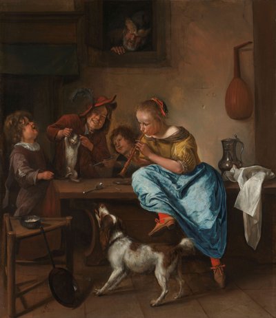 Bir Kediye Dans Etmeyi Öğreten Çocuklar, “Dans Dersi” olarak bilinir, 1660-79 by Jan Havickszoon Steen