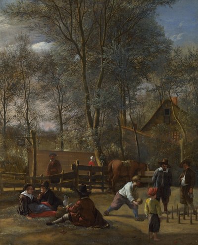 Bir Hanın Dışındaki Kuka Oyuncuları, c.1660-63 by Jan Havickszoon Steen