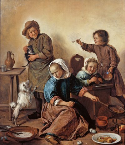 Çocuk Yemeği, yaklaşık 1665. by Jan Havickszoon Steen