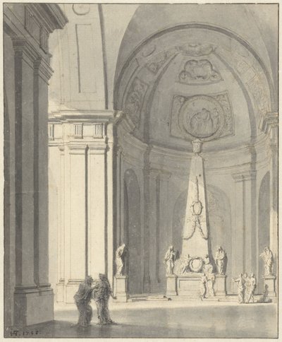Bir cenaze anıtı ile büyük tonozlu salon by Jan Hendrik Troost van Groenendoelen