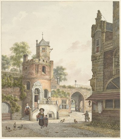içeriden görülen bir kule ve bir kapı ile şehir duvarı, by Jan Hendrik Verheijen