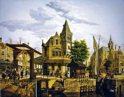 Kanal Boyunca Bir Hollanda Sokak Manzarası by Jan Hendrik Verheyen