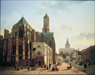 Utrecht Katedrali korosunun ve kulesinin görünümü, c. 1829 by Jan Hendrik Verheyen
