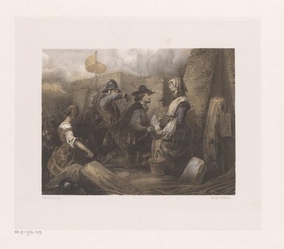 Şehir kapısında kadın ve askerler, muhtemelen Kenau Simonsdatter by Jan Hendrik van de Laar