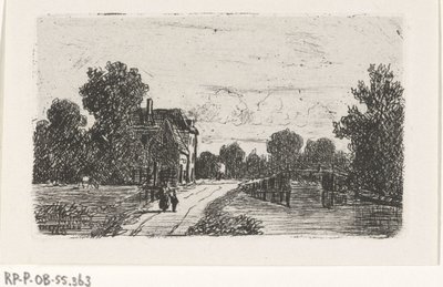 Kanal üzerinde bir köprü ile manzara by Jan Heppener