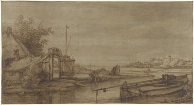 Çiftlik ve yalan mavna ile yelken görünümü by Jan Hulswit (possibly)