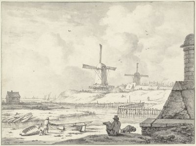 Haarlemmer Poort'un dışındaki Hoogendijk'te eskiz sanatçısı by Jan Hulswit