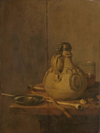 Stoneware Sürahi ve Borular ile Natürmort by Jan Jansz. Treck