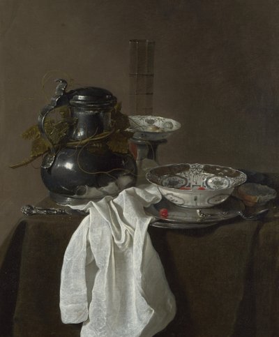 Kalaylı Flagon ve İki Ming Kasesi ile Natürmort, 1651 by Jan Jansz. Treck