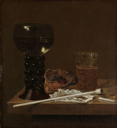 Roemer, Bira Bardağı ve Pipo ile Natürmort by Jan Jansz. van de Velde (III)