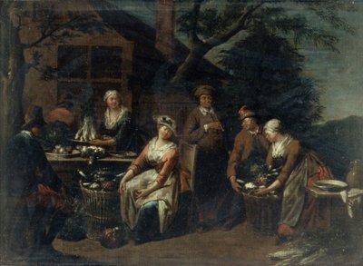Bir Grup Köylü, Sebze ve Meyve by Jan Josef the Elder Horemans