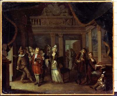 Özel konser. Bir ev konseri. Jan Josef Horemans the Elder or the Elder (1682-1759) tarafından yapılan tablo. Flaman sanatı, Rokoko tarzı. Tuval üzerine yağlıboya. Devlet Tarih ve Sanat Müzesi, Serpukhov (Serpukhov), Rusya. by Jan Josef the Elder Horemans