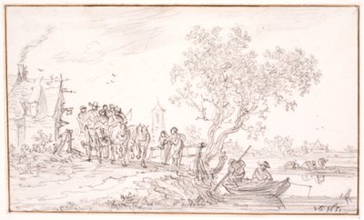 Bir handa yolcuların olduğu bir araba by Jan Josefsz van Goyen