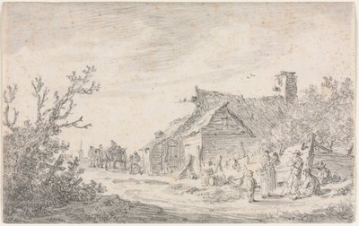 Bir Kulübe ve Rakamlarla Manzara, 1653. by Jan Josephsz van Goyen