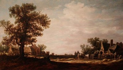 Atlar ve Arabalar ile Köy Manzarası by Jan Josephsz van Goyen