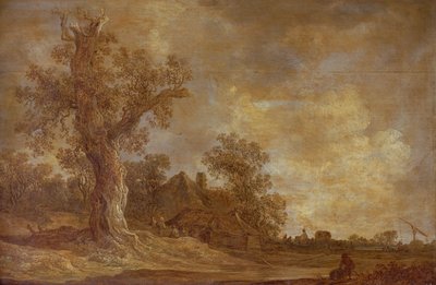 Rakamlar ve meşe ağacı ile ormanlık manzara by Jan Josephsz van Goyen