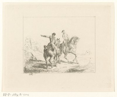 İki atlı ile manzara by Jan Karel Jacob de Jonge