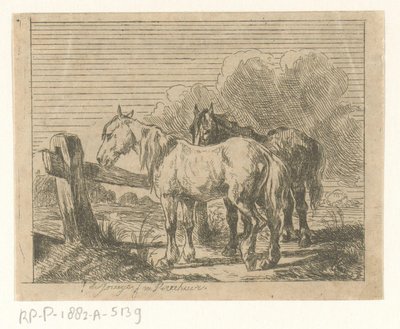 İki atlı mera by Jan Karel Jacob de Jonge