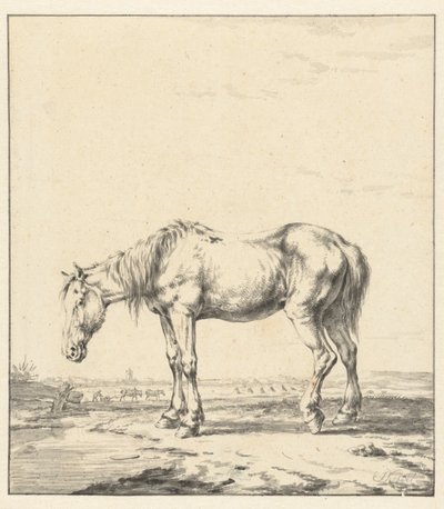 Bir su kenarında duran yaşlı at by Jan Kobell (II)