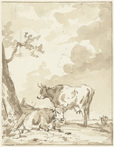 Bir ağacın yanında iki inek by Jan Kobell (II)
