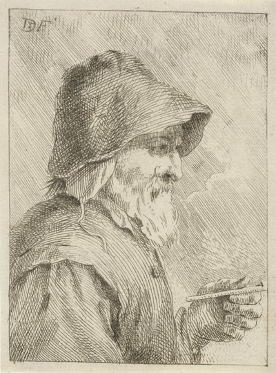 Sakallı ve elinde pipo olan yaşlı adam by Jan Lauwryn Krafft (I) (attributed to)