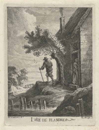 Rıhtımdaki çiftlik evi 1. Vûë de Flandre (nesne üzerindeki başlık) Flanders Manzaraları (dizi başlığı) by Jan Lauwryn Krafft (I)