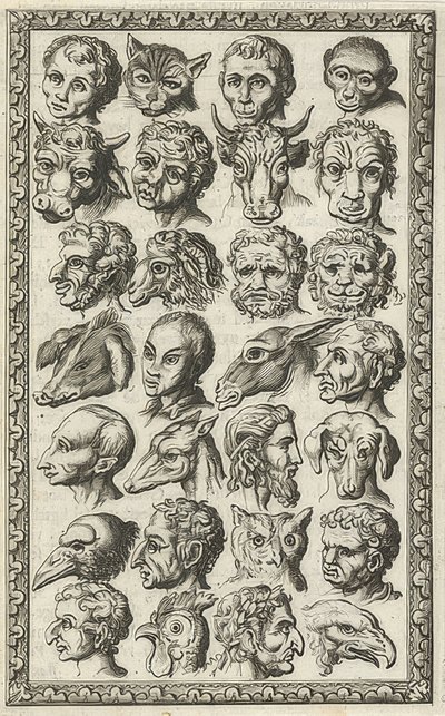 28 insan ve hayvan başı (28 koppen van mensen en dieren). 1682 by Jan Luyken