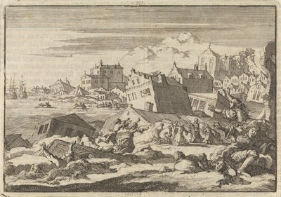 Jamaika depremi, Port Royal şehrini yok ediyor, 1692 by Jan Luyken