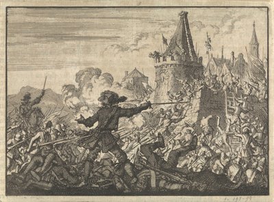 Huguenotlar tarafından savunulan Livron duvarlarının püskürtülmesi, 1574 by Jan Luyken