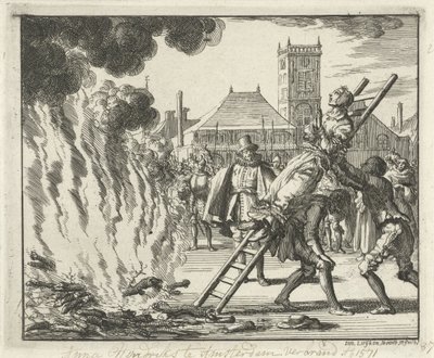 Anneken Hendriks, bir merdivene bağlı, Amsterdam