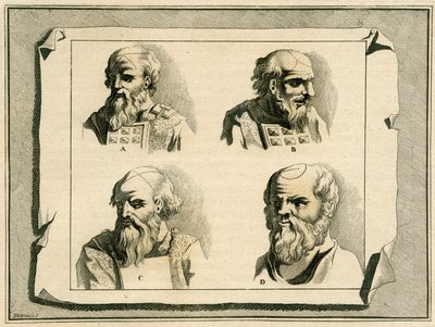 Yağla meshetme töreninin bir parçası olarak Başrahibin başına çizilmiş Yunan harfleri, 1700 by Jan Luyken