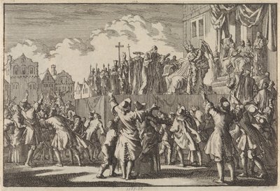 Aberdeen Sokak Sahnesi Katolik Diniyle Alay Ediyor, 1689 by Jan Luyken