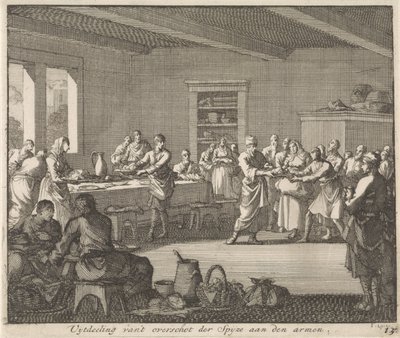 Yoksullara yiyecek dağıtmak Fazla gıdanın yoksullara dağıtılması (nesne üzerindeki başlık) by Jan Luyken