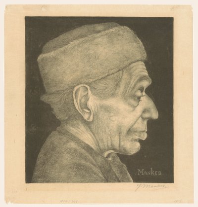 Douwe portresi şapkalı by Jan Mankes (signed by artist)