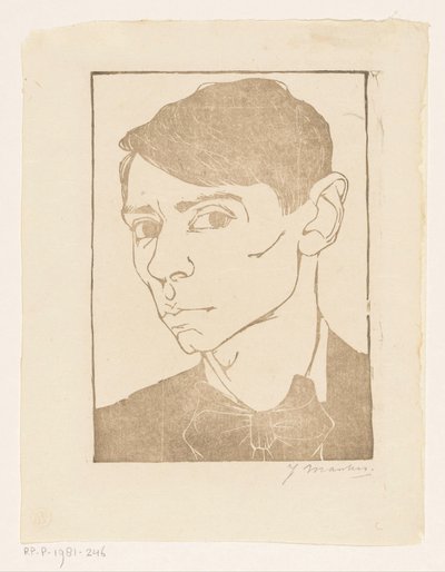 Papyon ile kendi kendine portre by Jan Mankes (signed by artist)