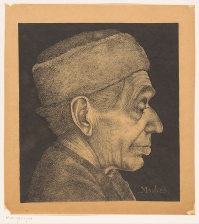 Douwe portresi şapkalı by Jan Mankes