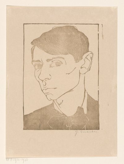 Papyon ile kendi kendine portre by Jan Mankes