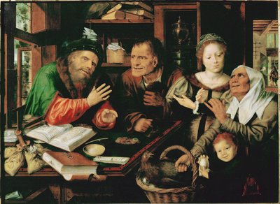 Vergi tahsildarı (meşe ağacı üzerine resim) by Jan Massys