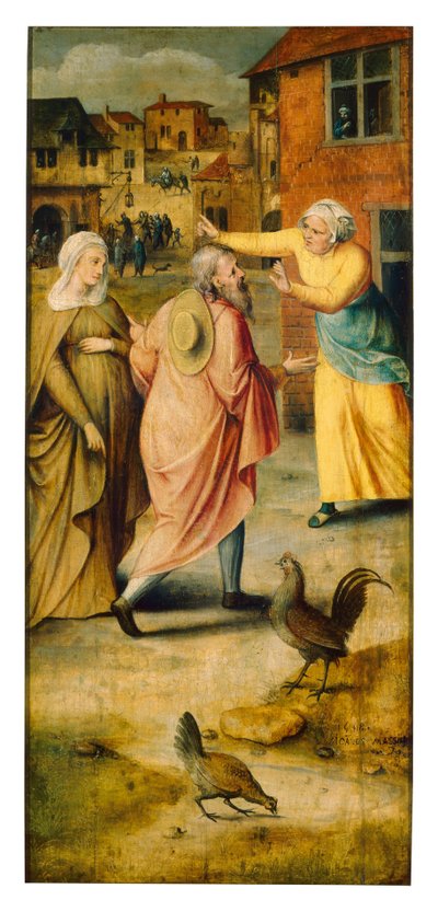Mary ve Joseph, Beytüllahim'de kalacak yer bulamıyor by Jan Massys or Metsys