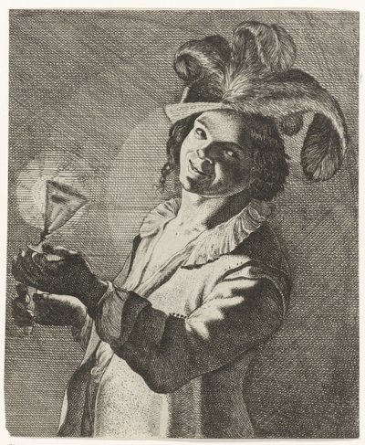 Elinde bir bardakla gülümseyen çocuk by Jan Matham (possibly)
