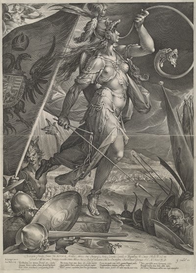 Bellona Türklere Karşı İmparatorluk Ordularına Önderlik Ediyor by Jan Muller after Bartholomaeus Spranger