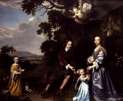 Pieter van der Graaff, karısı ve kızları by Jan Mytens or Mijtens