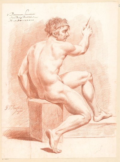 Oturan Çıplak Erkek, Arkadan Görünüş (2. Ödül 1789) by Jan Philip Reuthel jr.