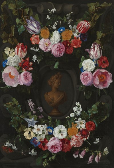 Swag ve Çiçek Spreyleri ile Süslenmiş Kartuş by Jan Philip van Thielen