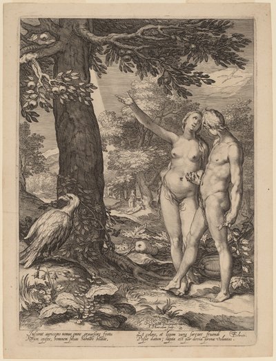 Adem ve Havva Bilgi Ağacından Önce by Jan Pietersz Saenredam after Abraham Bloemaert